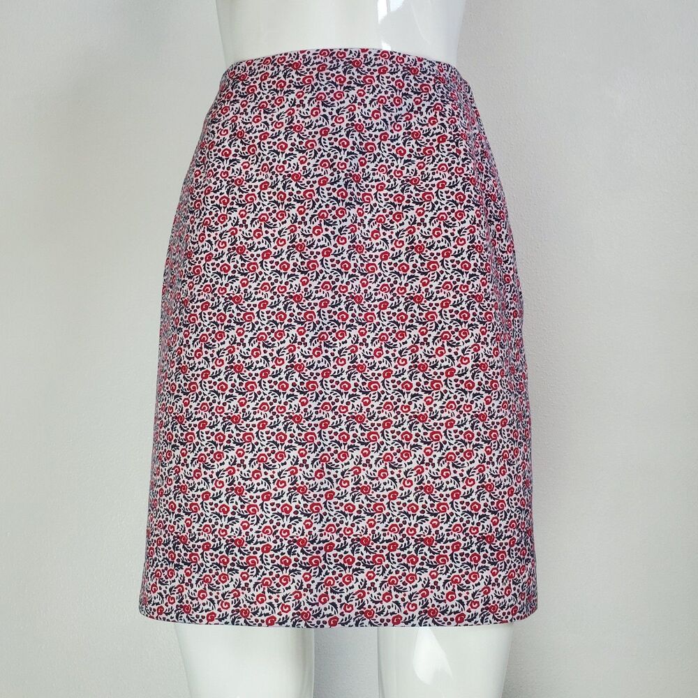 Ann Taylor Red Floral Mini Pencil Skirt